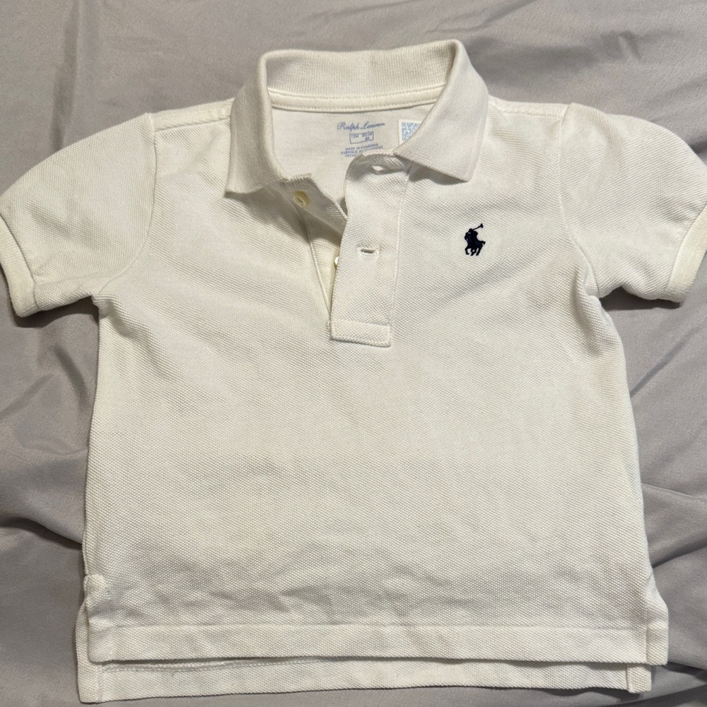 Ralph Lauren Kids White Polo Shirt with Navy Logo